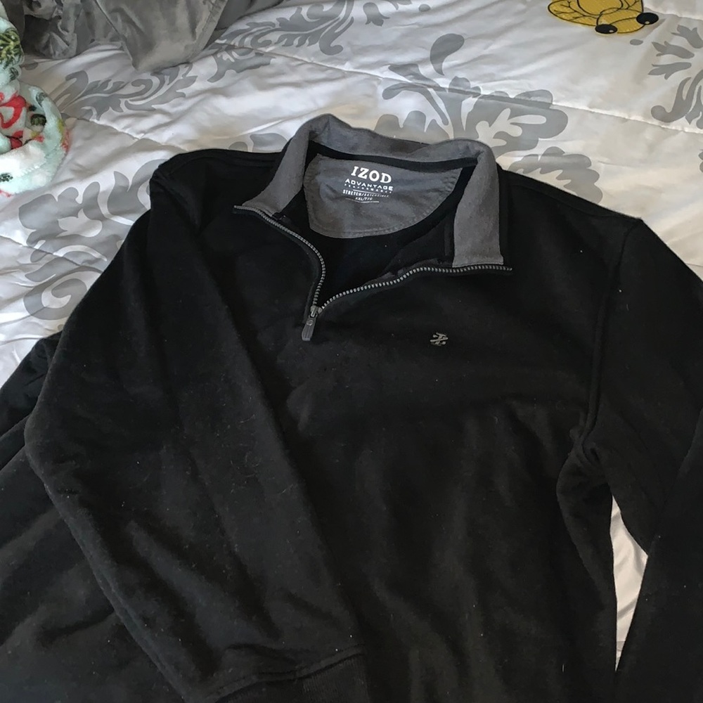 izod quarter-zip pullover-black